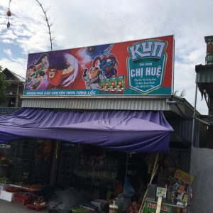 Thi công biển bạt sữa Kun - Chị Huệ tại Vụ Bản, Nam Định