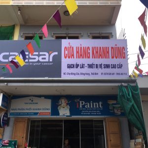 Thi công biển bạt cửa hàng thiết bị vệ sinh Khang Dũng Thái Bình