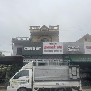 Thi công biển bạt cửa hàng thiết bị vệ sinh Long Nhật Bản tại Thái Bình